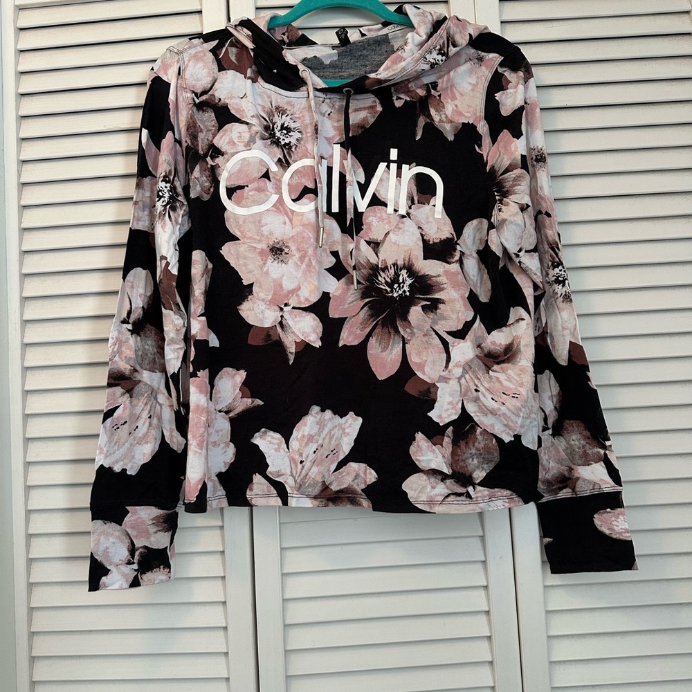 Floral Black and Pink Calvin Klein Hoodie